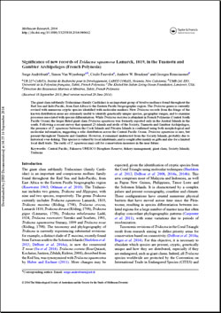 Significance of new records of Tridacna squamosa Lamarck, 1819, in the Tuamotu and Gambier Archipelagos (French Polynesia)