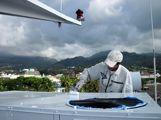 Diligently working to maintain tip-top condition of the Golden Shadow Diligently working to maintain tip-top condition of the Golden Shadow