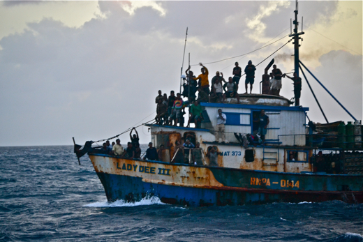 Nicaraguan fishing boat at Bajo Nuevo