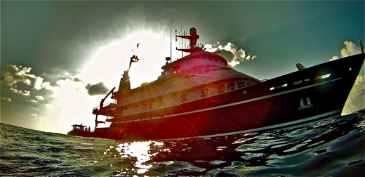 Golden Shadow at sunset near San Andres Archipelago