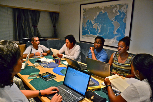 Processing data at night in the galley
