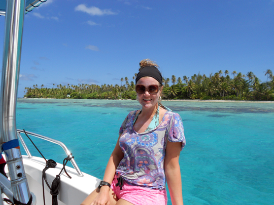 Aboard the dive boat with Raiatea Island in the background Aboard the dive boat with Raiatea Island in the background