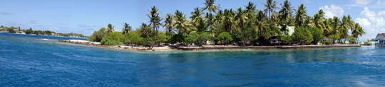 Panorama of a small island near Avatoru pass.