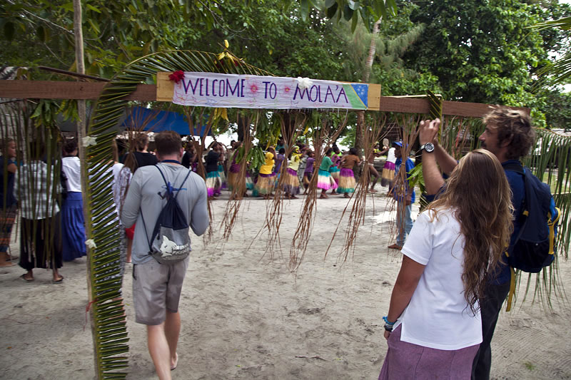 Scientists photographing the welcome sign