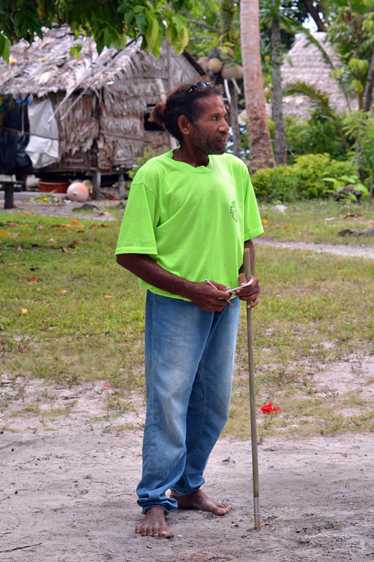 Solomon Islands elder of Mola'a gives speech for welcome ceremony.