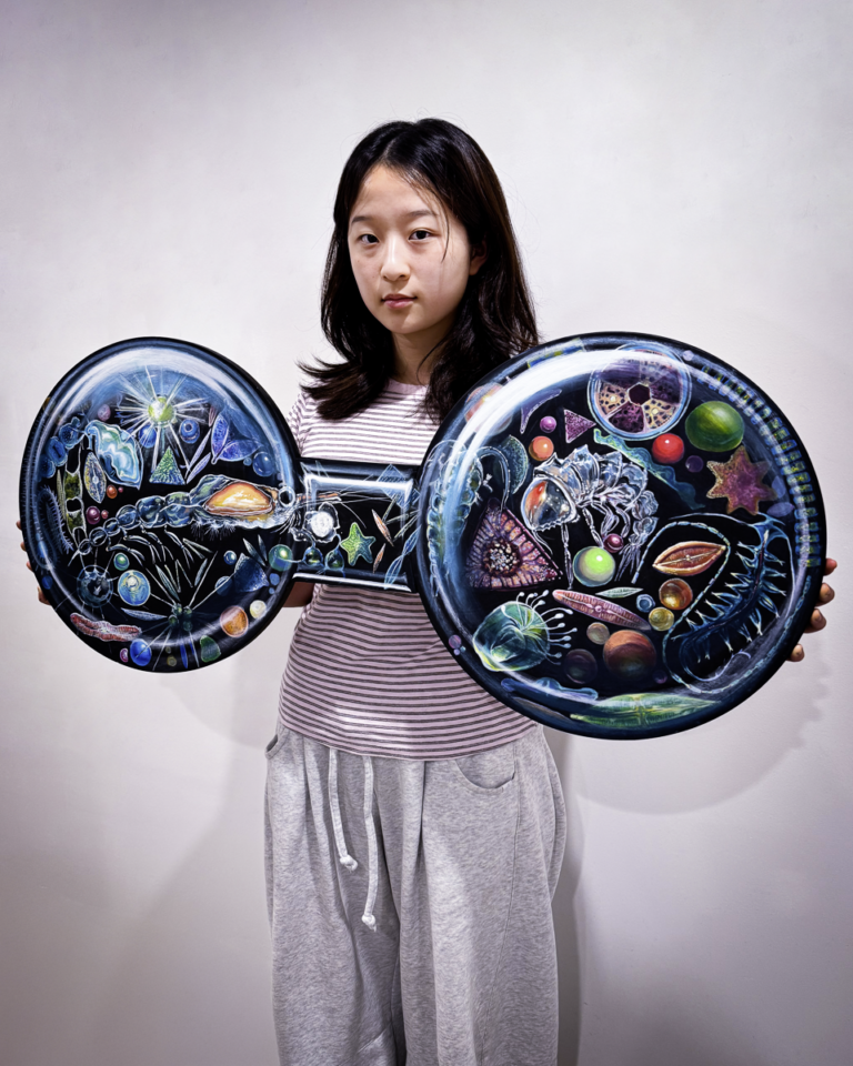 Sophia (Jiye) Lee, and her winning artwork, "Ocean’s Hidden Jewel Box"