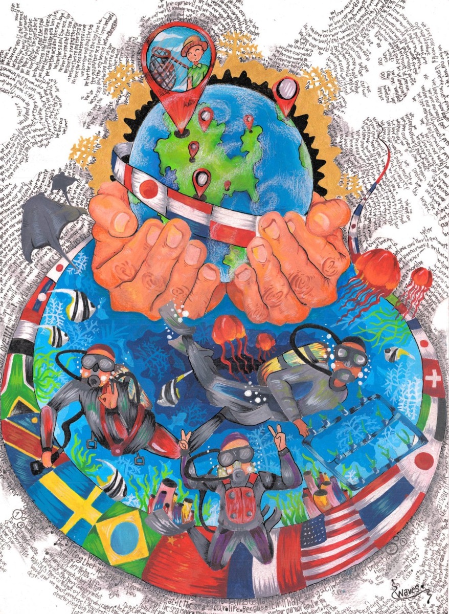 THIRD PLACE: “The Ocean Life” by Worachet Phanthura, Age 14, Thailand THIRD PLACE: “The Ocean Life” by Worachet Phanthura, Age 14, Thailand