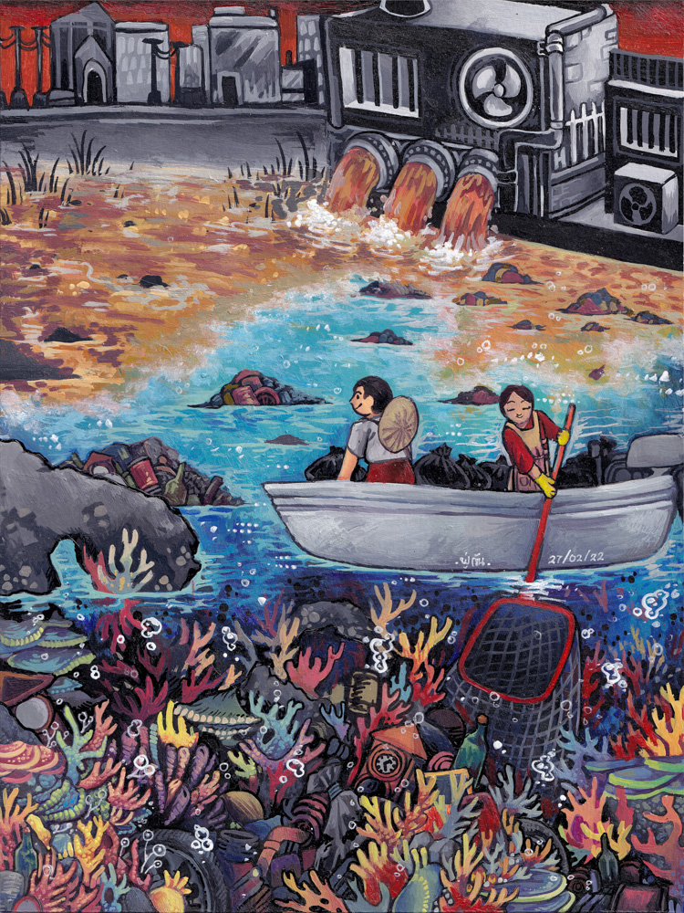 "Ocean Pollution" by Chappannarangsi Suwannachart, Age 17, Thailand