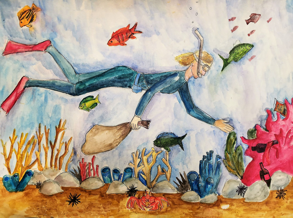 "Garbage is the Enemy of Corals" by Валерия Матькова, Age 13, Russian Federation