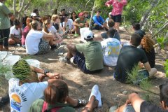 Ryann Rossi, PhD Candidate at North Carolina State University explains how students should label their collecting bags. She also mentions that the students need to make sure that their ziploc bags are sealed so that we do not risk spreading the disease to other mangroves.