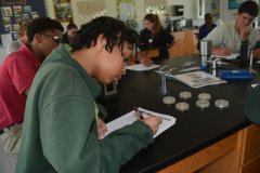 Before the students begin the disease activity, Ryann Rossi provides a short presentation about the mangrove disease, the types of disease, and how they plants can contract disease. During the presentation, students take notes in their Mangrove Journals.